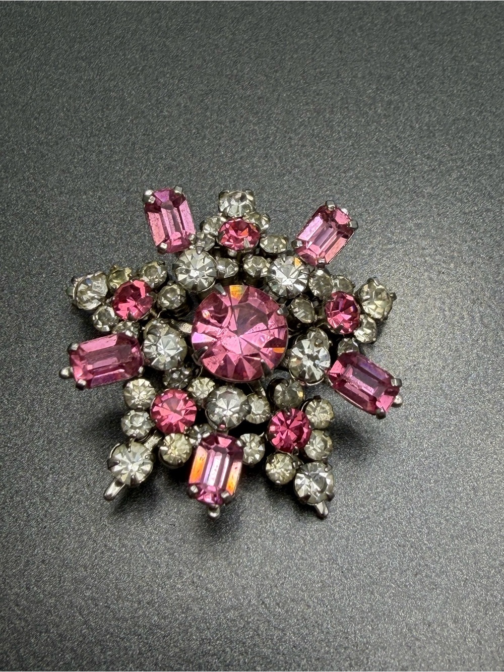 Pink Crystal Cluster Brooch #cz220